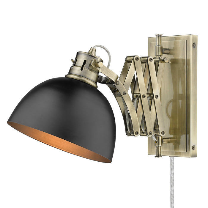 Golden 3824-A1W AB-BLK One Light Wall Sconce, Aged Brass