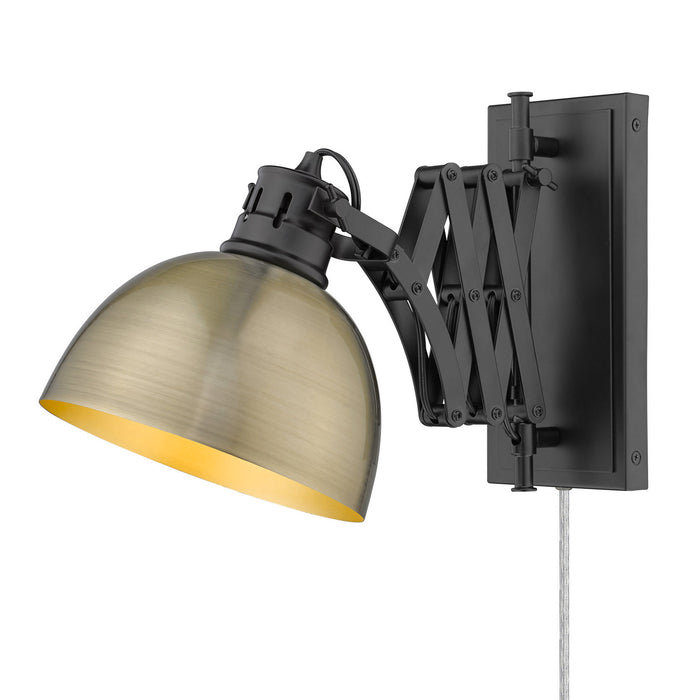 Golden 3824-A1W BLK-AB One Light Wall Sconce, Matte Black