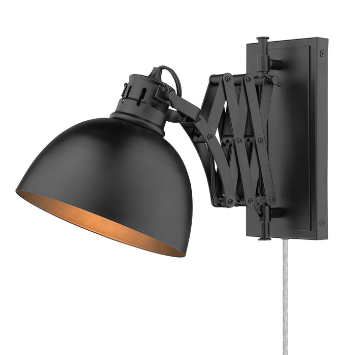 Golden 3824-A1W BLK-BLK One Light Wall Sconce, Matte Black