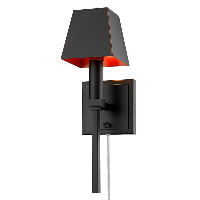 Golden 5905-1W BLK-BLK One Light Wall Sconce, Matte Black