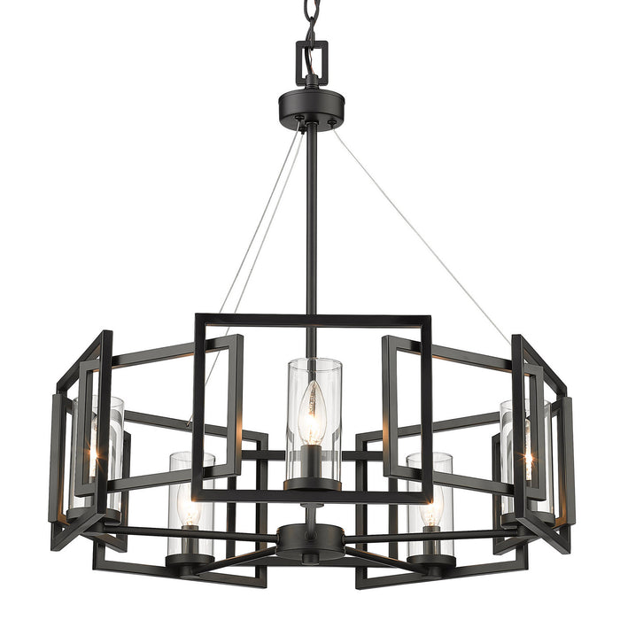 Golden 6068-5 BLK Five Light Chandelier, Matte Black