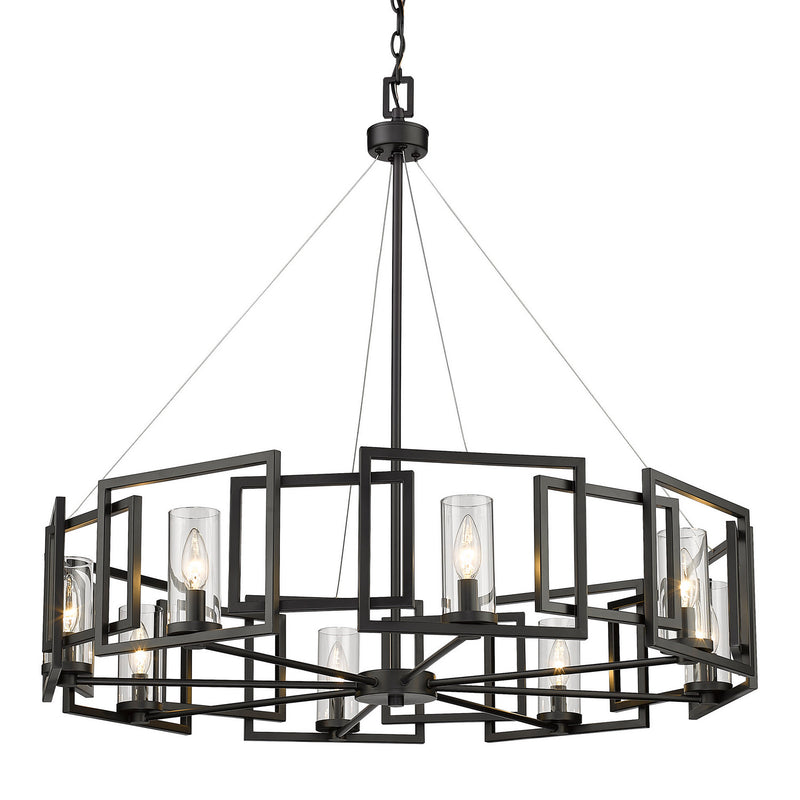 Golden 6068-8 BLK Eight Light Chandelier, Matte Black
