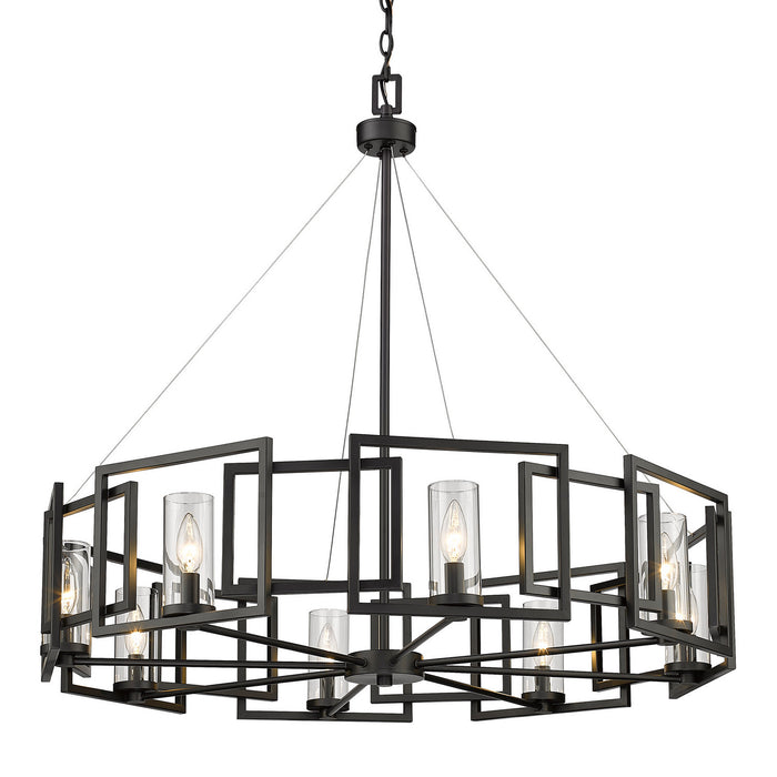 Golden 6068-8 BLK Eight Light Chandelier, Matte Black