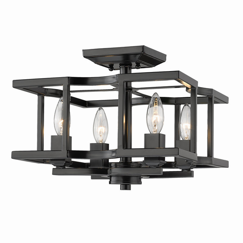 Golden 7151-SF BLK Four Light Semi-Flush Mount, Matte Black