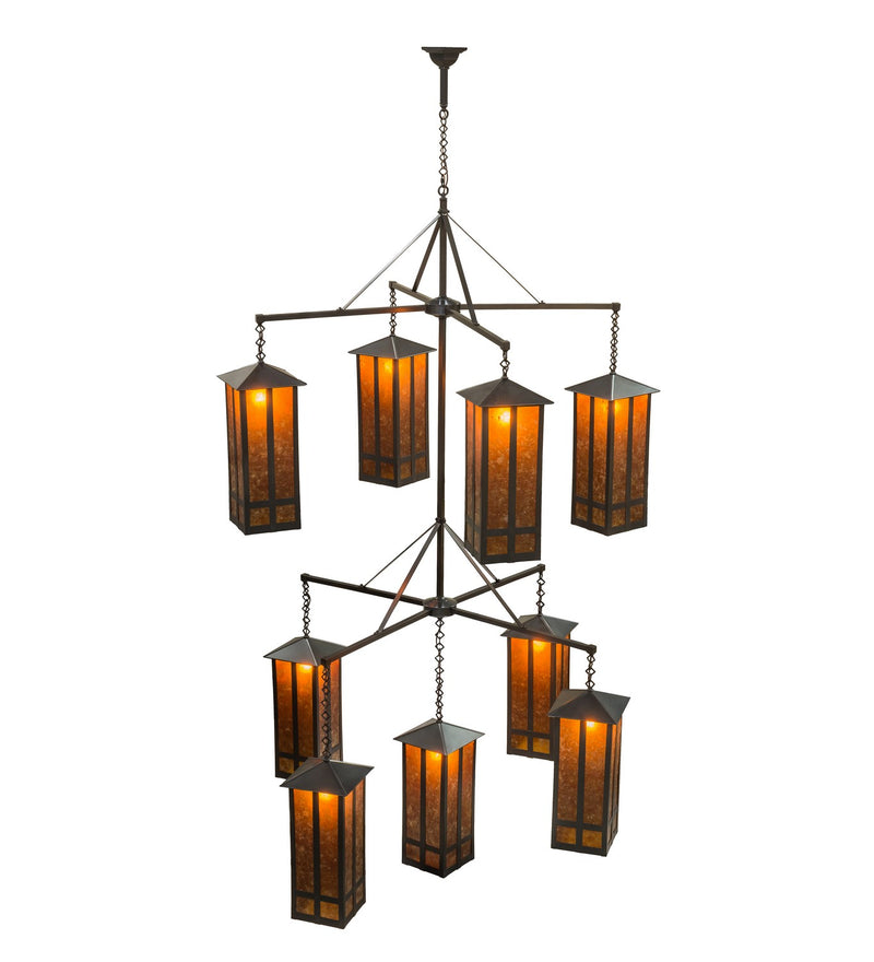 Meyda Tiffany 162412 Nine Light Chandelier, Craftsman Brown