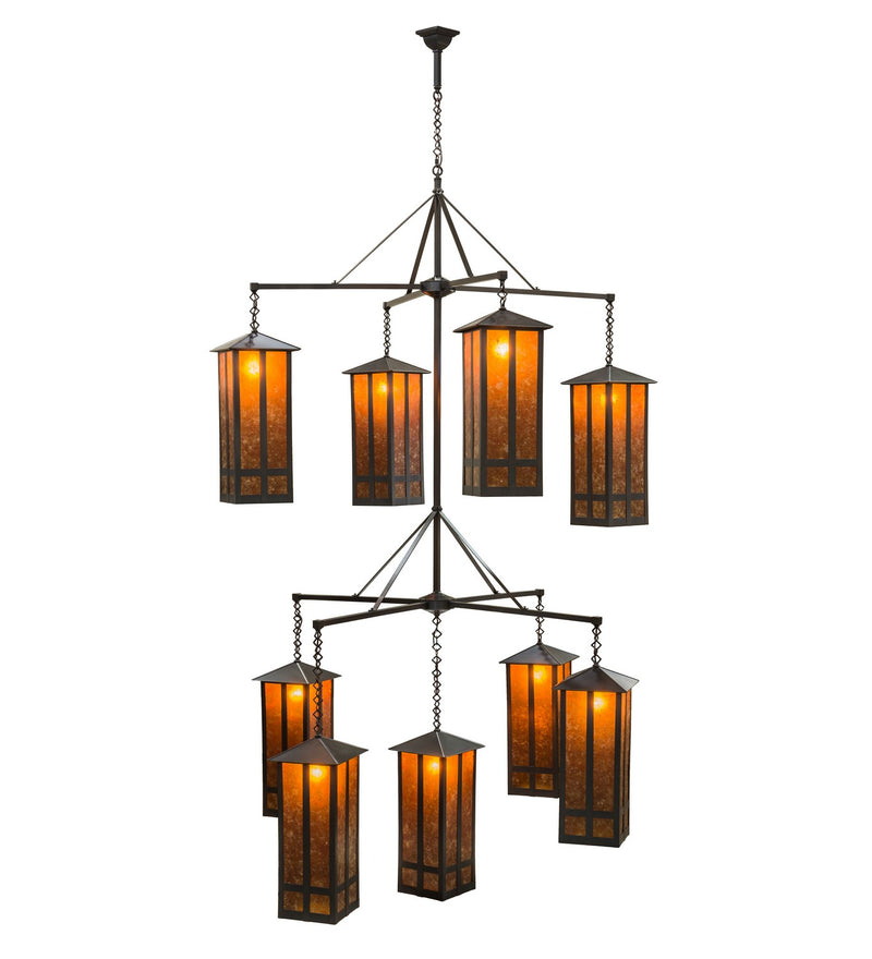 Meyda Tiffany 162412 Nine Light Chandelier, Craftsman Brown