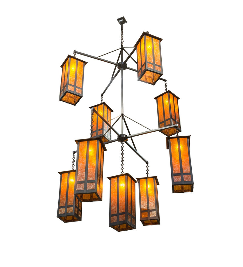 Meyda Tiffany 162412 Nine Light Chandelier, Craftsman Brown