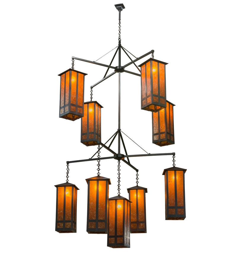 Meyda Tiffany 162412 Nine Light Chandelier, Craftsman Brown