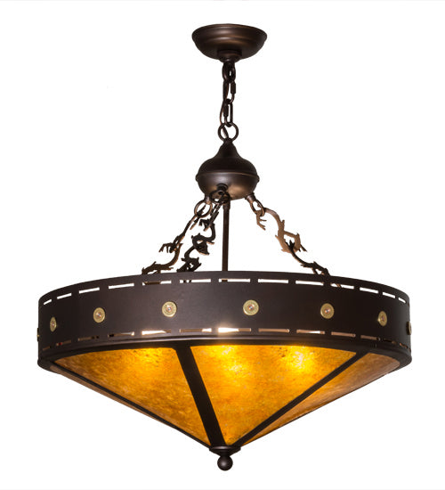 Meyda Tiffany 163113 Four Light Inverted Pendant, Mahogany Bronze