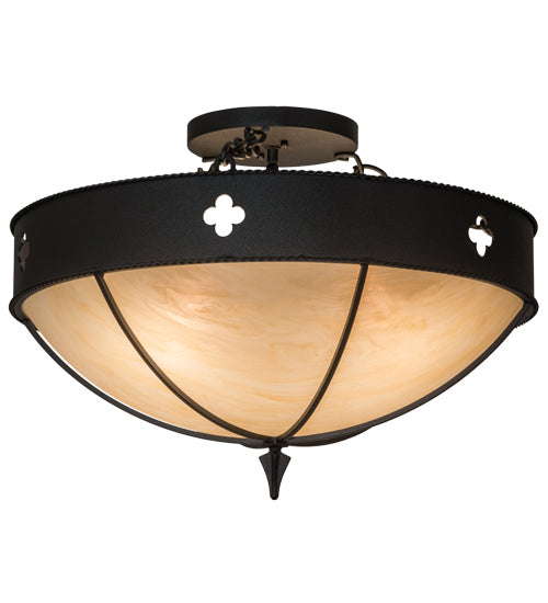 Meyda Tiffany 164003 Four Light Semi-Flushmount, Textured Black