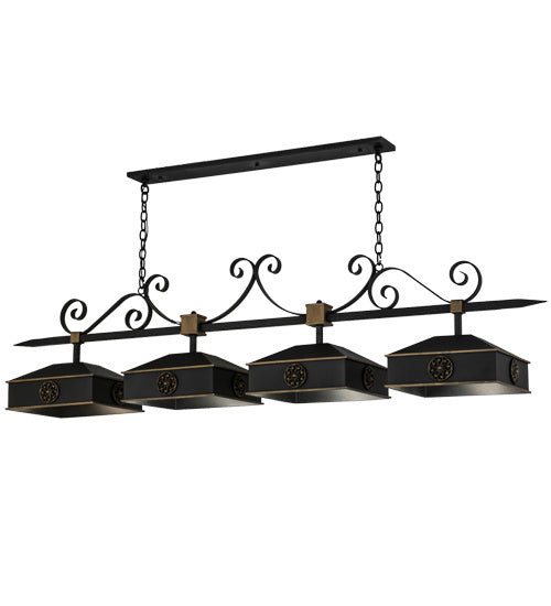 Meyda Tiffany 164063 Four Light Island Pendant, Blackwash W/Gold Accents