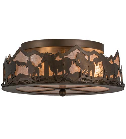 Meyda Tiffany 164280 Three Light Flushmount, Antique Copper