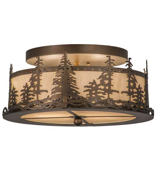 Meyda Tiffany 164390 Two Light Flushmount, Antique Copper