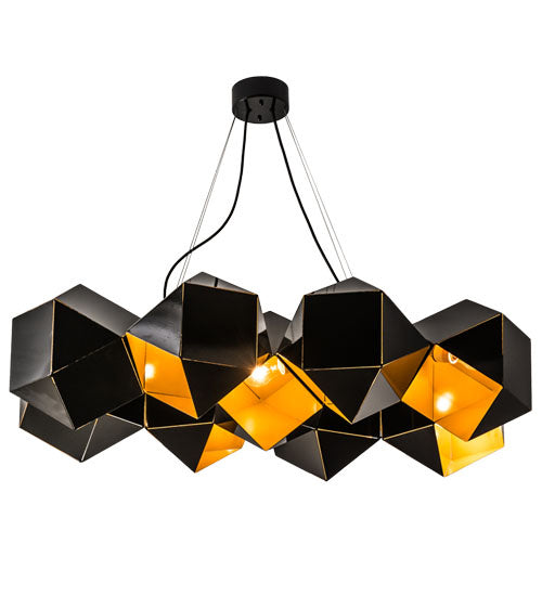 Meyda Tiffany 164482 Nine Light Pendant, Mirror Black And Gold