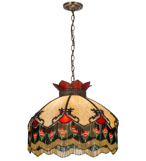 Meyda Tiffany 164613 Three Light Pendant, Antique Brass