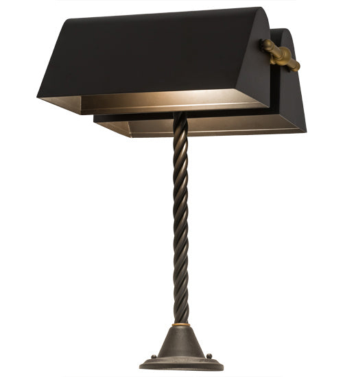 Meyda Tiffany 165093 Two Light Banker's Lamp, Oil Rubbed Bronze/Gold Matte