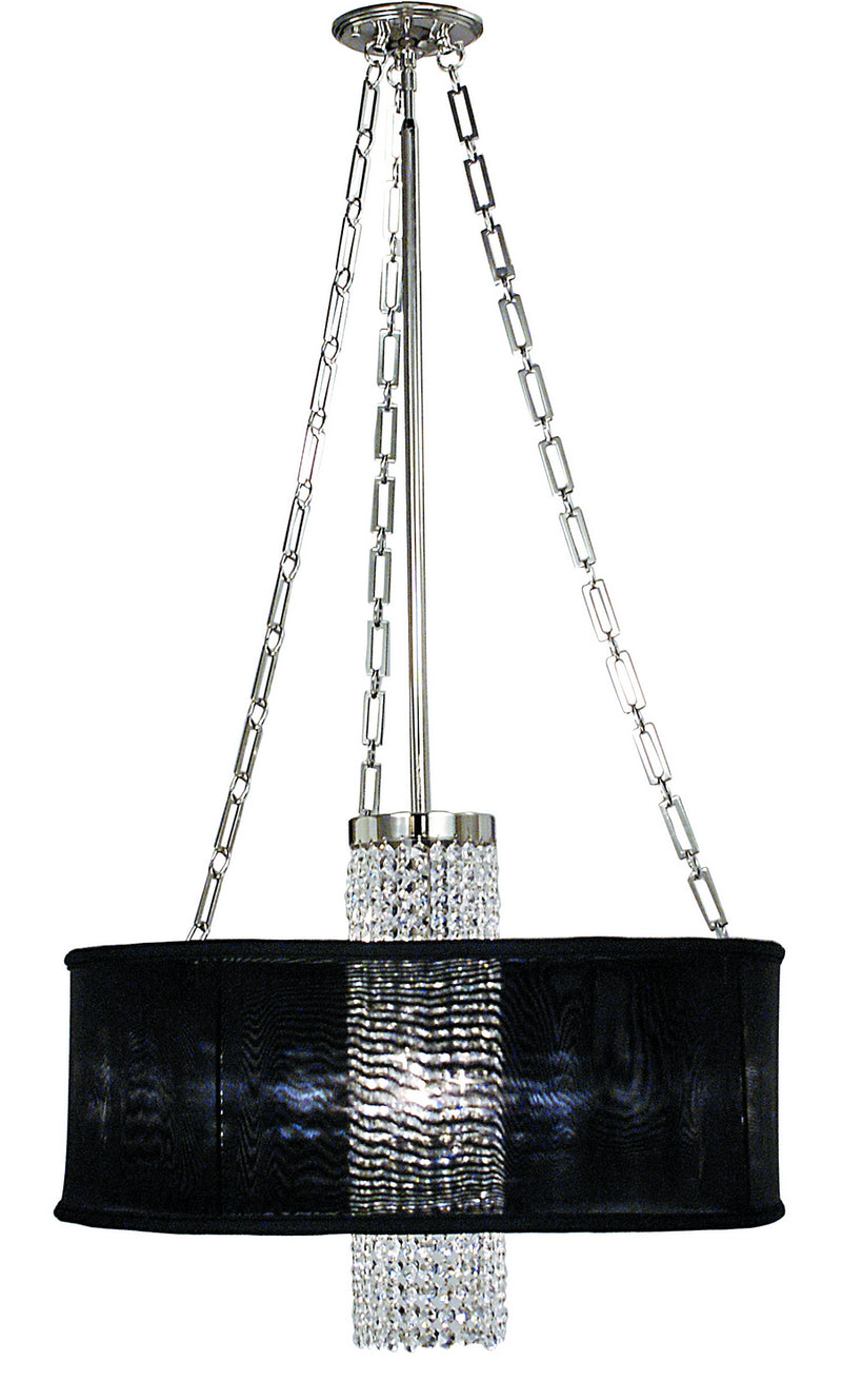 Framburg 1955 PS/SWH One Light Chandelier, Polished Silver w/White Sheer Shade