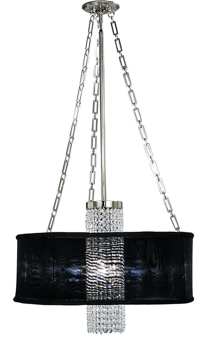 Framburg 1955 PS/SWH One Light Chandelier, Polished Silver w/White Sheer Shade