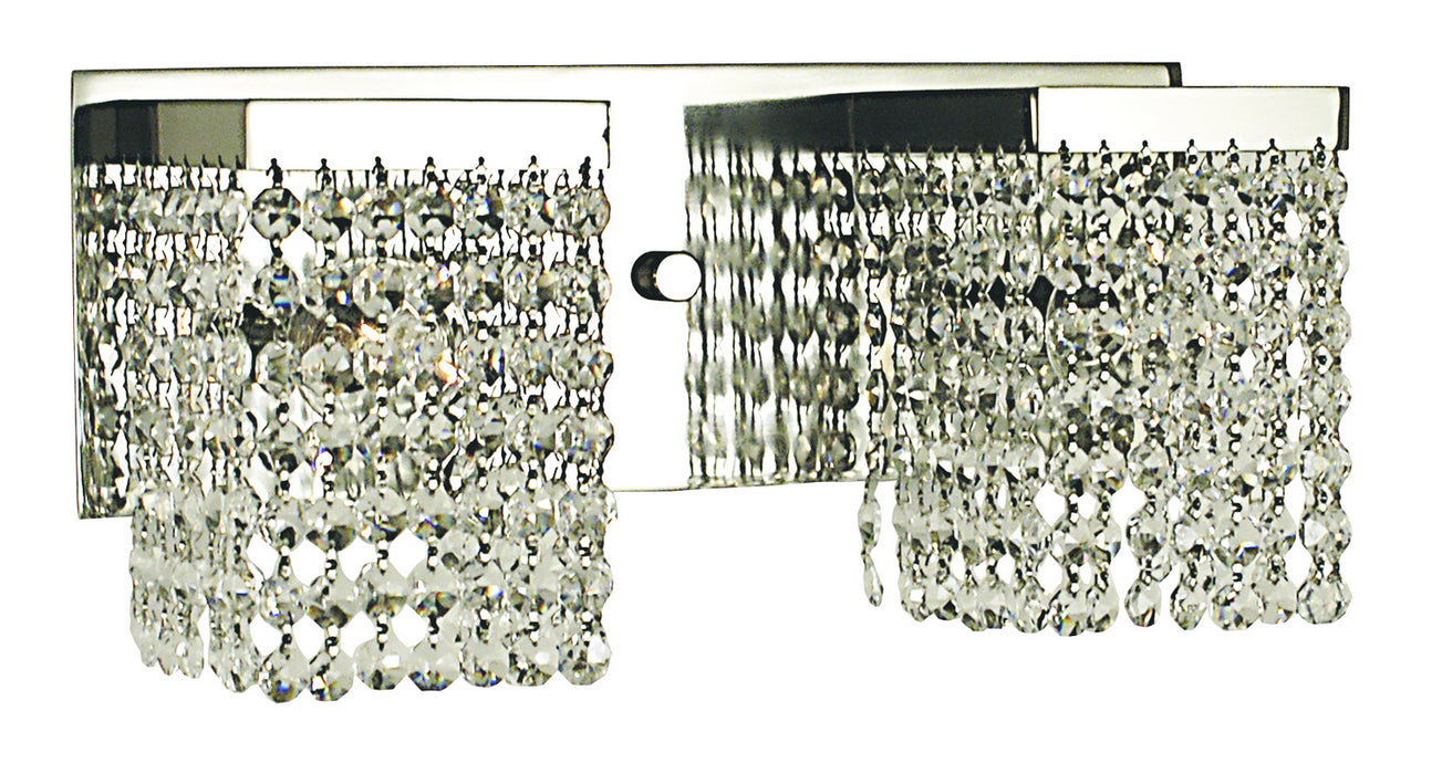 Framburg 1992 PS Two Light Wall Sconce, Polished Silver w/Clear Crystal