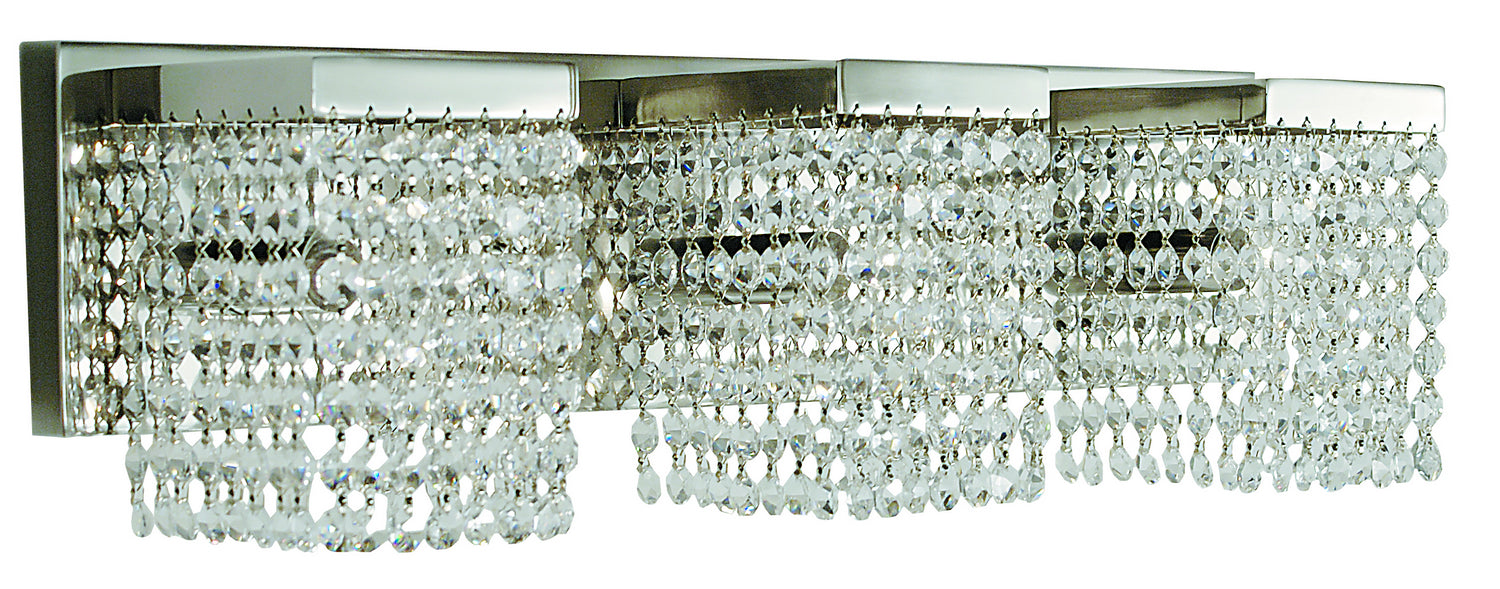 Framburg 1993 PS Three Light Wall Sconce, Polished Silver w/Clear Crystal