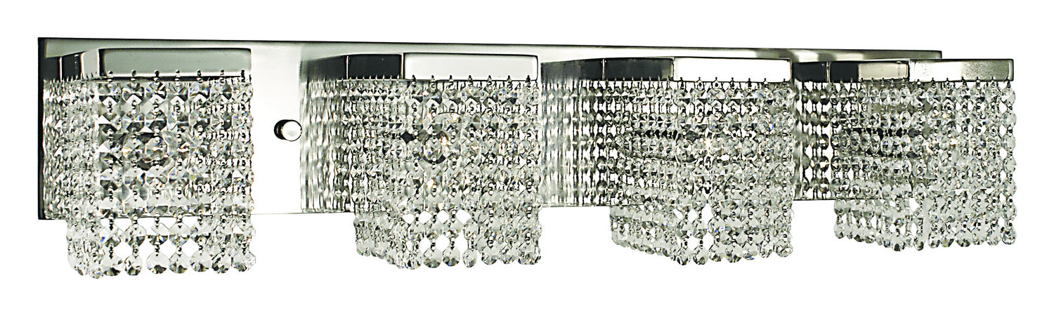 Framburg 1994 PS Four Light Wall Sconce, Polished Silver w/Clear Crystal