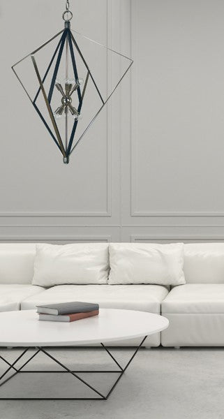 Framburg 3023 PN/MBLACK Ten Light Foyer Chandelier, Polished Nickel w/Matte Black
