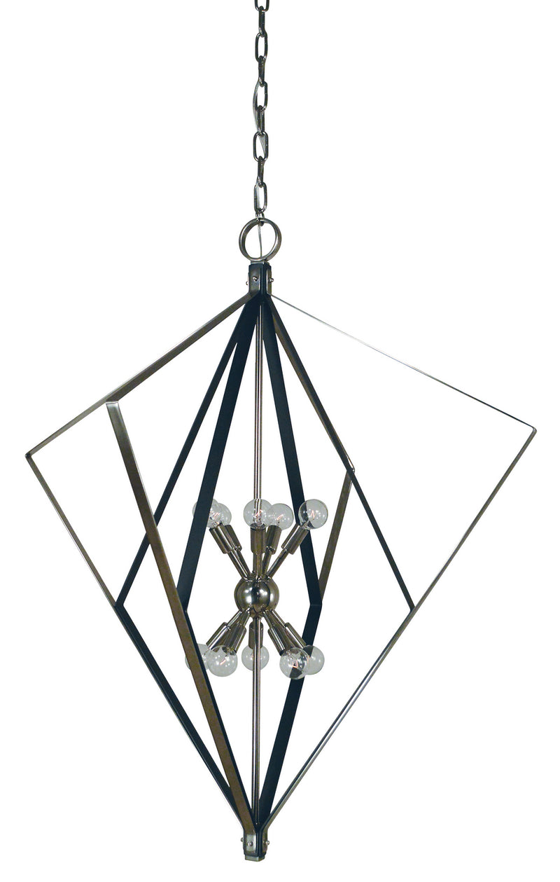 Framburg 3023 PN/MBLACK Ten Light Foyer Chandelier, Polished Nickel w/Matte Black