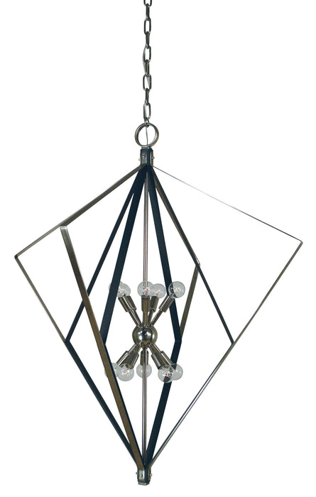 Framburg 3023 PN/MBLACK Ten Light Foyer Chandelier, Polished Nickel w/Matte Black