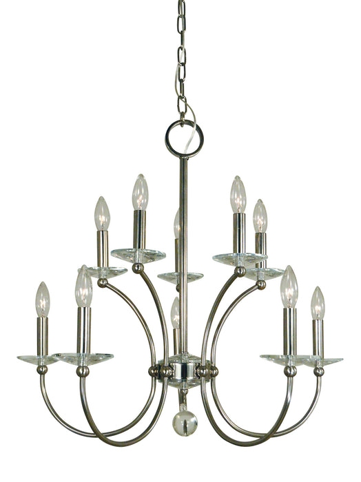 Framburg 3109 PN Ten Light Chandelier, Polished Nickel