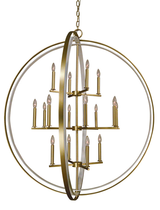 Framburg 4656 SB/SW 16 Light Foyer Chandelier, Satin Brass w/Satin White