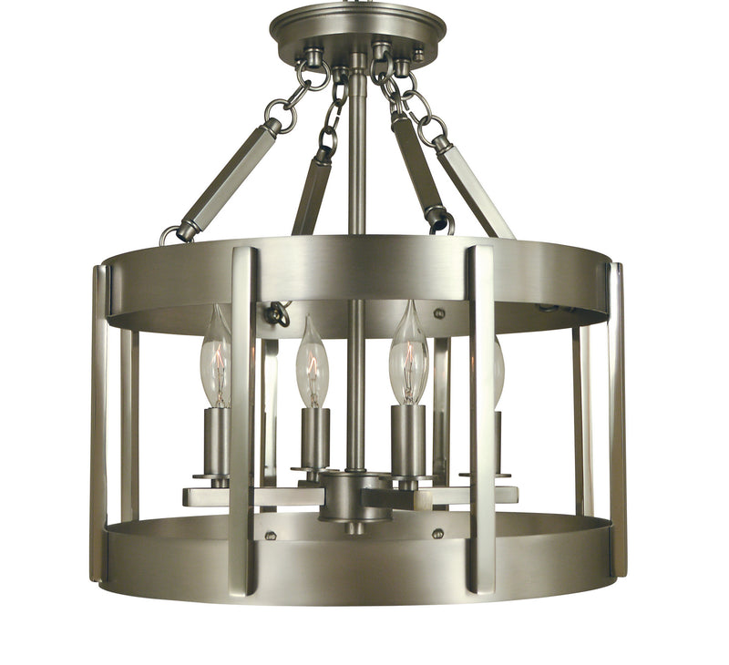 Framburg 4662 SP/PN Four Light Flush / Semi-Flush Mount, Satin Pewter w/Polished Nickel