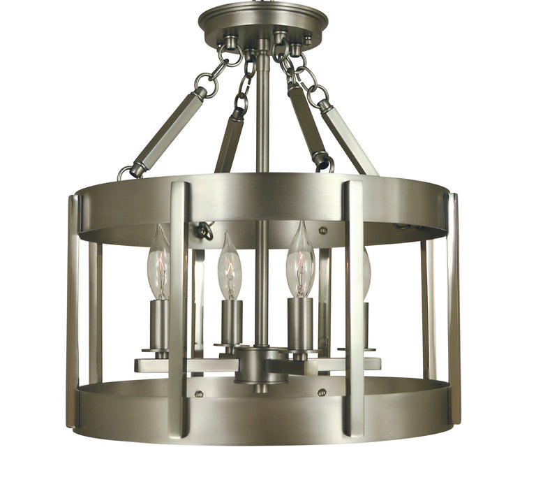 Framburg 4662 SP/PN Four Light Flush / Semi-Flush Mount, Satin Pewter w/Polished Nickel