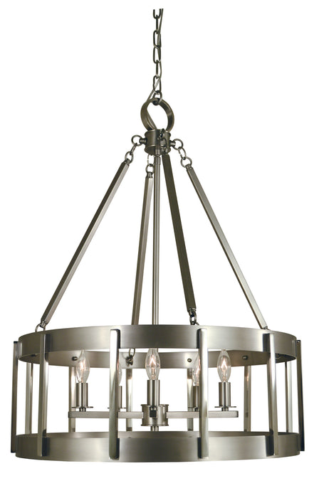 Framburg 4665 SP/PN Five Light Chandelier, Satin Pewter w/Polished Nickel