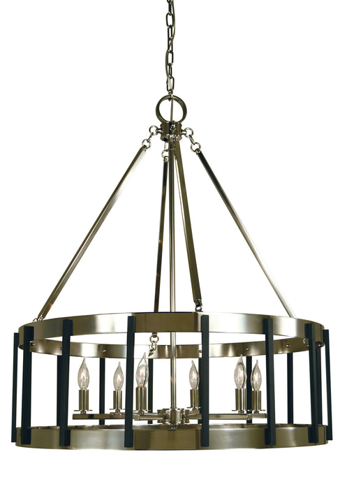 Framburg 4668 PN/MBLACK Six Light Chandelier, Polished Nickel w/Matte Black