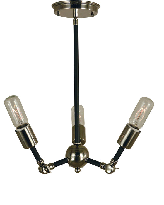 Framburg 4683 PN/MBLACK Three Light Chandelier, Polished Nickel w/Matte Black