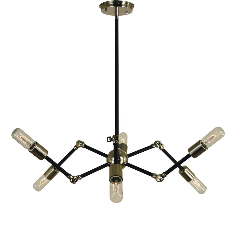 Framburg 4686 PN/MBLACK Six Light Chandelier, Polished Nickel w/Matte Black