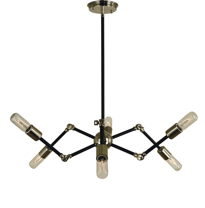 Framburg 4686 PN/MBLACK Six Light Chandelier, Polished Nickel w/Matte Black