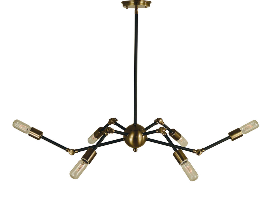 Framburg 4688 AB/MBLACK Six Light Chandelier, Antique Brass w/Matte Black