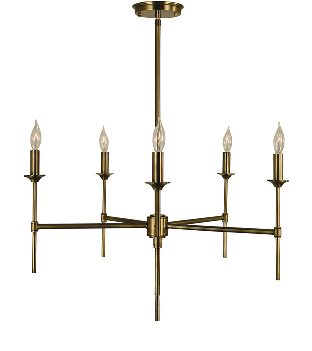Framburg 4695 AB Five Light Chandelier, Antique Brass