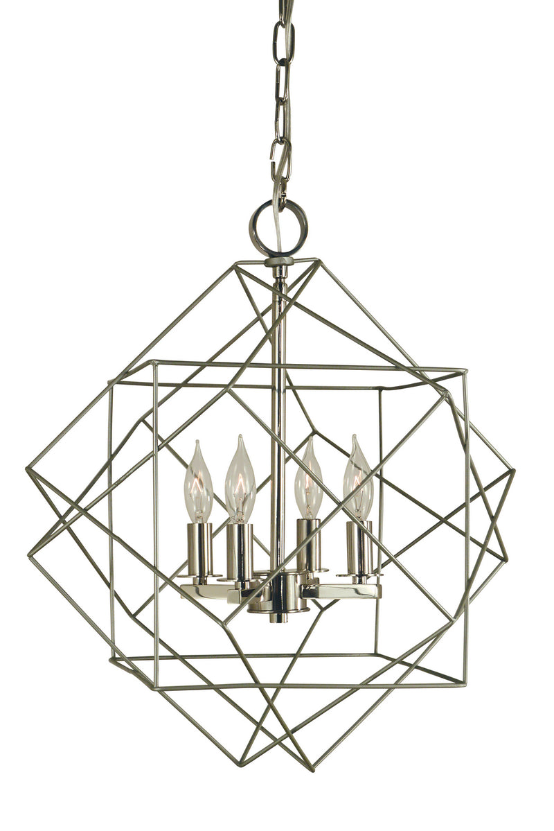 Framburg 4704 SP/PN Four Light Chandelier, Satin Pewter w/Polished Nickel
