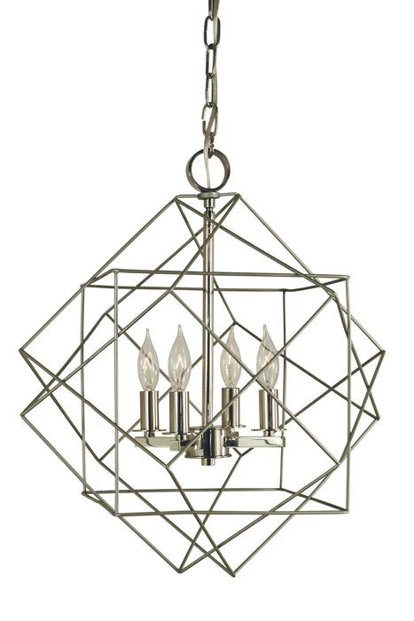 Framburg 4704 SP/PN Four Light Chandelier, Satin Pewter w/Polished Nickel