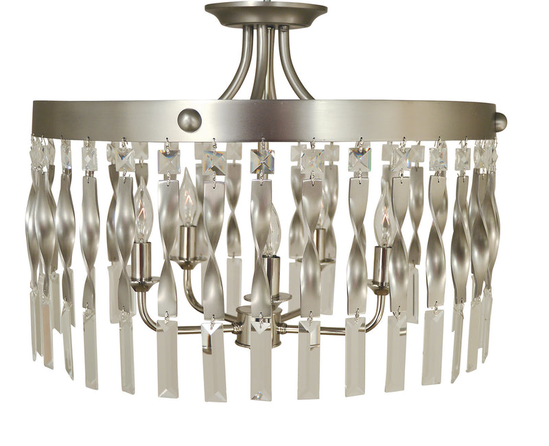 Framburg 4713 SP/PN Five Light Flush / Semi-Flush Mount, Satin Pewter w/Polished Nickel