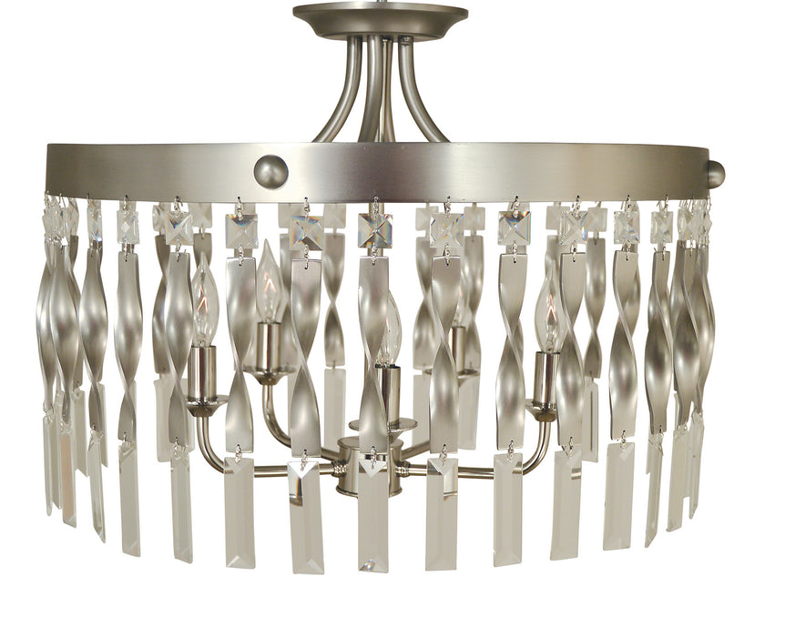 Framburg 4713 SP/PN Five Light Flush / Semi-Flush Mount, Satin Pewter w/Polished Nickel