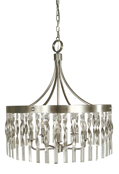 Framburg 4715 SP/PN Five Light Chandelier, Satin Pewter w/Polished Nickel
