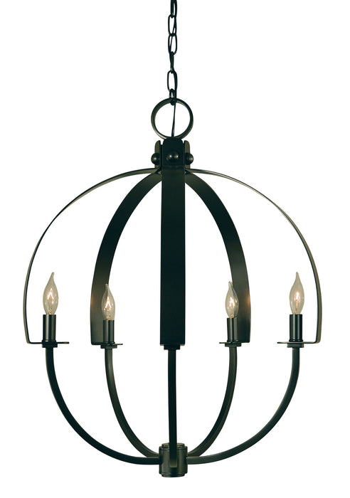 Framburg 4725 AB Five Light Chandelier, Antique Brass