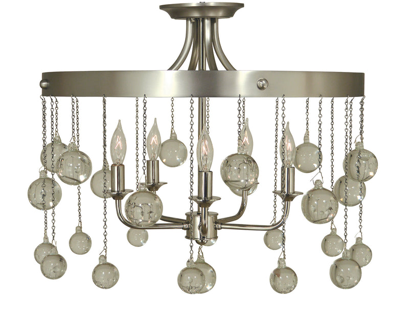 Framburg 4768 SP/PN Five Light Flush / Semi-Flush Mount, Satin Pewter w/Polished Nickel