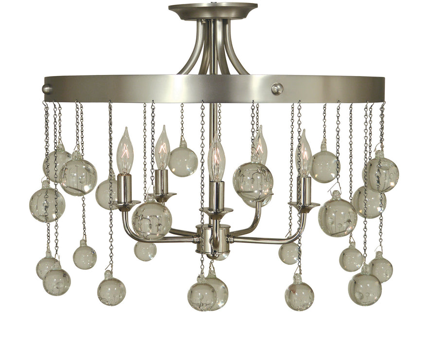 Framburg 4768 SP/PN Five Light Flush / Semi-Flush Mount, Satin Pewter w/Polished Nickel