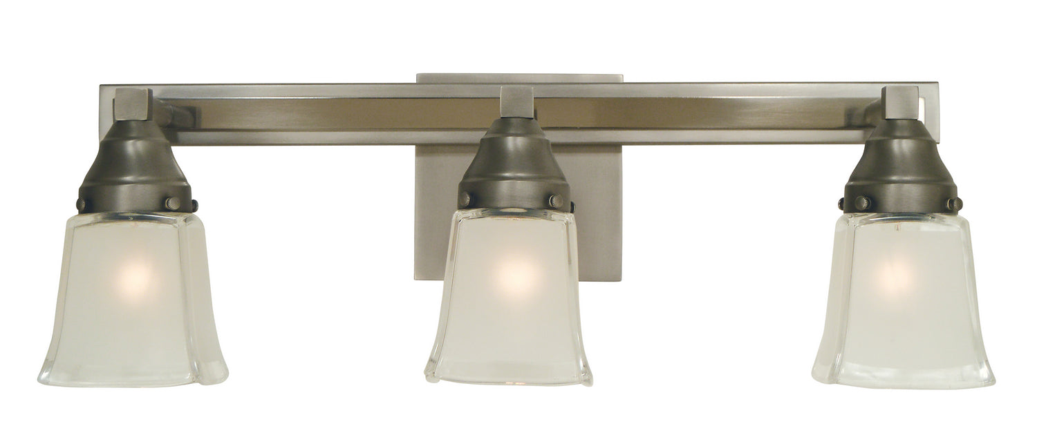Framburg 4773 SP/PN Three Light Wall Sconce, Satin Pewter w/Polished Nickel