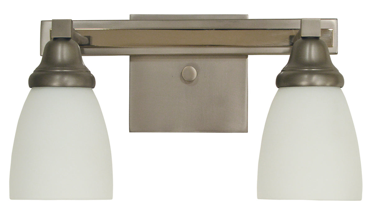 Framburg 4782 SP/PN Two Light Wall Sconce, Satin Pewter w/Polished Nickel