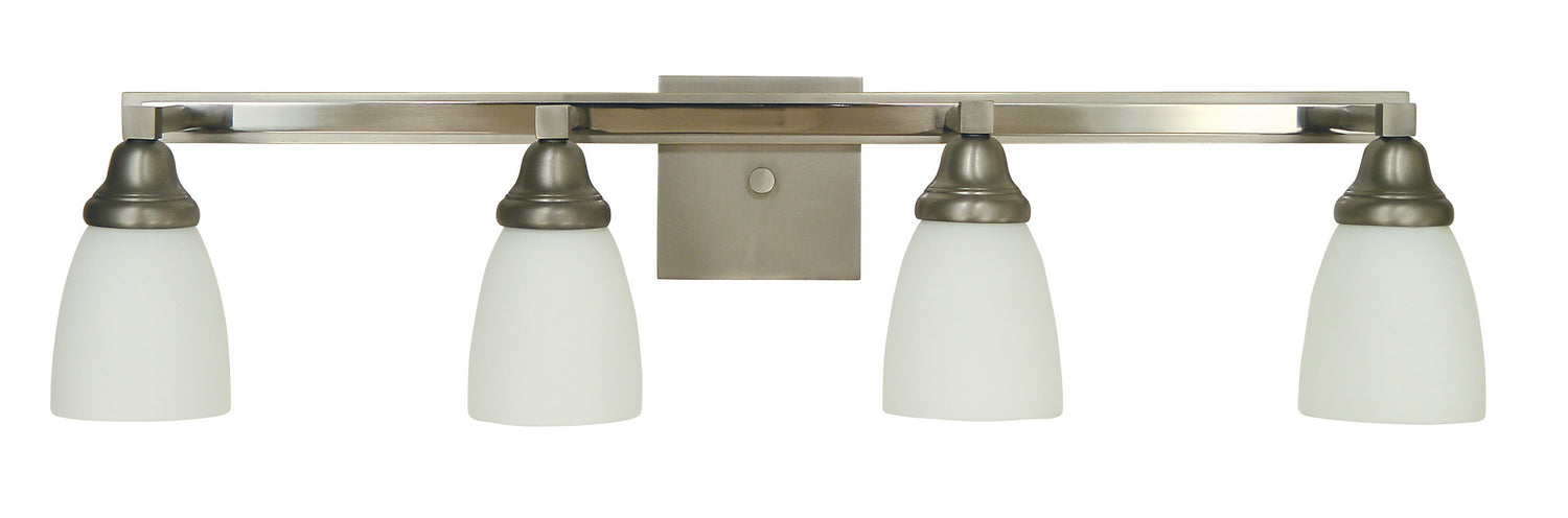 Framburg 4784 SP/PN Four Light Wall Sconce, Satin Pewter w/Polished Nickel